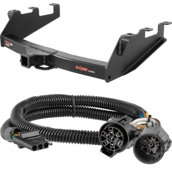 For 2001-2002 GMC Sierra 1500 HD Trailer Hitch + Wiring 4 Pin Fits All Models Curt 15323 55384 2 inch Tow Receiver