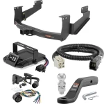 For 2007-2014 Toyota Tundra Tow Package Camp n' Field Trailer Hitch + Brake Controller Curt Assure 51160 Proportional Up To 4 Axles + 7 Way Trailer Wiring Plug & 2-5/16" ball 4 inch drop Fits Models w/ Factory 4-Flat Excluding factory receiver Cu