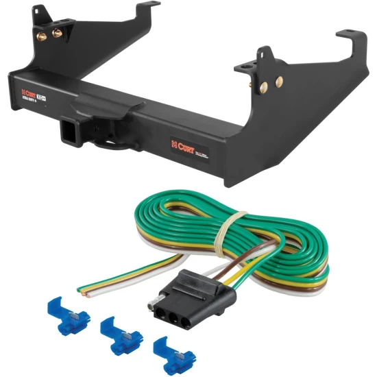 For 2017-2024 Ford F450 Super Duty Trailer Hitch + Wiring 4 Pin Fits Cab & Chassis w/ 34" Frame Curt 15445 58044 2 inch Tow Receiver
