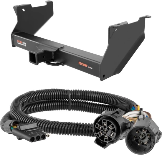 For 2016-2024 Ram 3500 Trailer Hitch + Wiring 4 Pin Fits 6' bed w/ USCAR 7-way Factory Connector Curt 15801 55384 2.5 in Tow Receiver