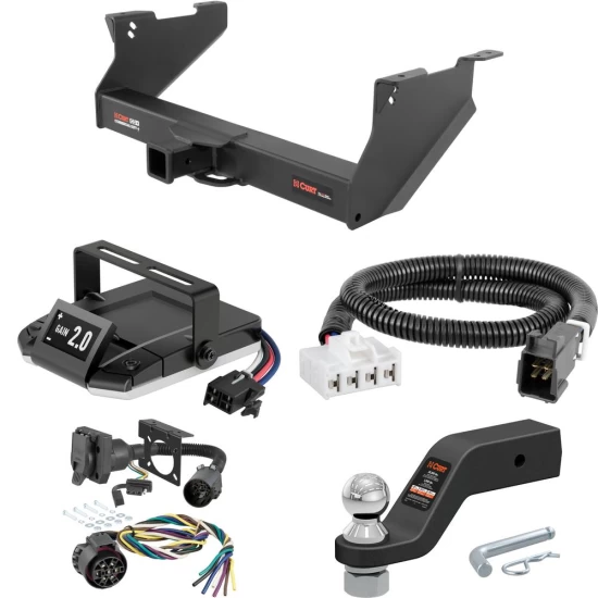 For 2003 Dodge Ram 1500 Tow Package Camp n' Field Trailer Hitch + Brake Controller Curt Assure 51160 Proportional Up To 4 Axles + 7 Way Trailer Wiring Plug & 2-5/16" ball 4 inch drop Fits w/ Tow Prep Package Built in or after November 2002 Curt 1