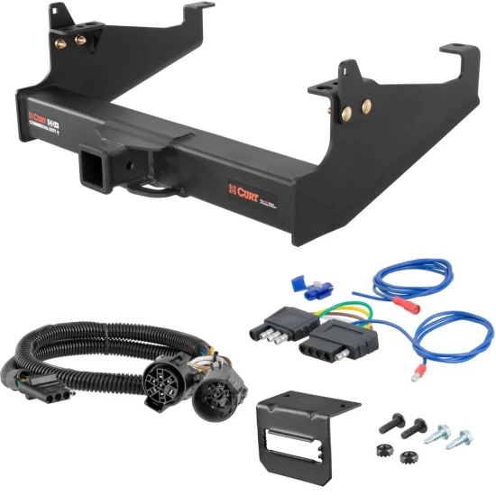 For 2008-2016 Ford F350 Super Duty Trailer Hitch + Wiring 5 Pin Fits Models w/ USCAR 7-way Factory Connector Cab & Chassis w/ 34" Frame Curt 15845 2.5 in Tow Receiver