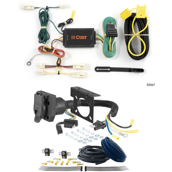 For 2007-2014 Toyota FJ Cruiser Trailer Wiring 7 Way Trailer Wiring Plug w/ Bracket Fits All Models Curt