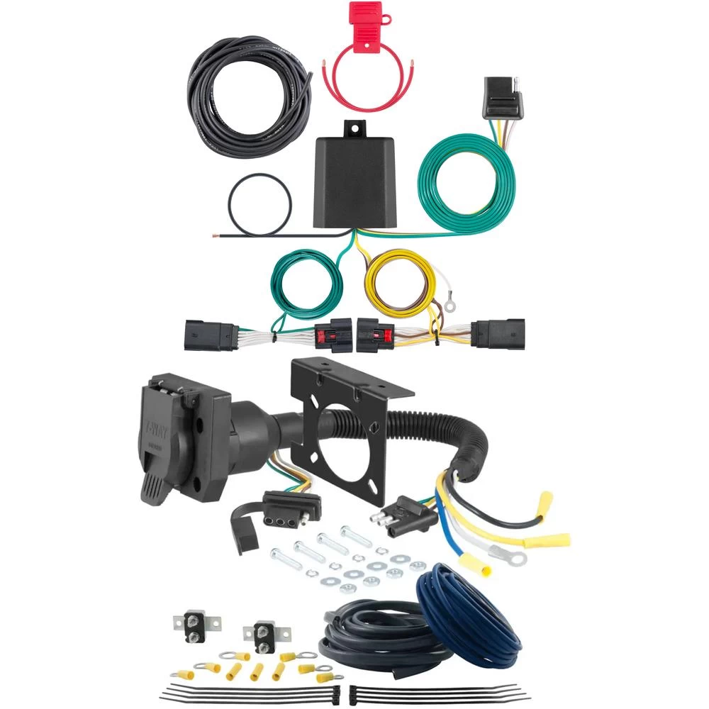 For 2020-2024 Jeep Wrangler JL Trailer Wiring 7 Way Trailer Wiring Plug w/ Bracket Fits All Models Curt
