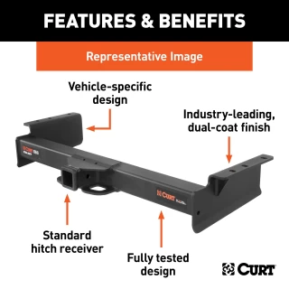 For 2017-2024 Ford F550 Super Duty Trailer Hitch Fits Models w/ USCAR 7-way Factory Connector Cab & Chassis w/ 34" Frame Curt 15445 2 inch Tow Receiver