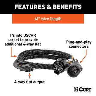 For 2011-2021 Jeep Grand Cherokee Trailer Wiring 4 Way Fits Models w/ Existing USCAR 7-way Curt 55384