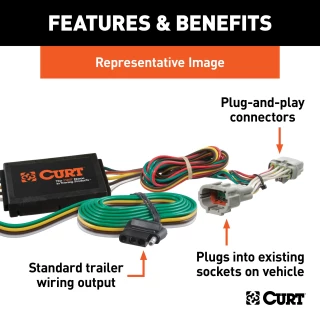 For 2015-2019 Toyota Yaris Trailer Wiring 4 Way Fits All Models Curt 56385