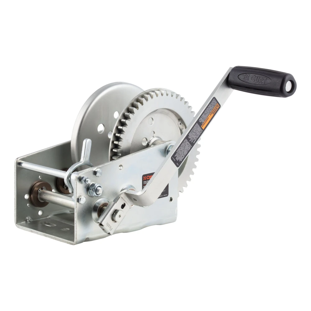 CURT 2-speed winch featuring cold-forged steel and ergonomic handle for boats