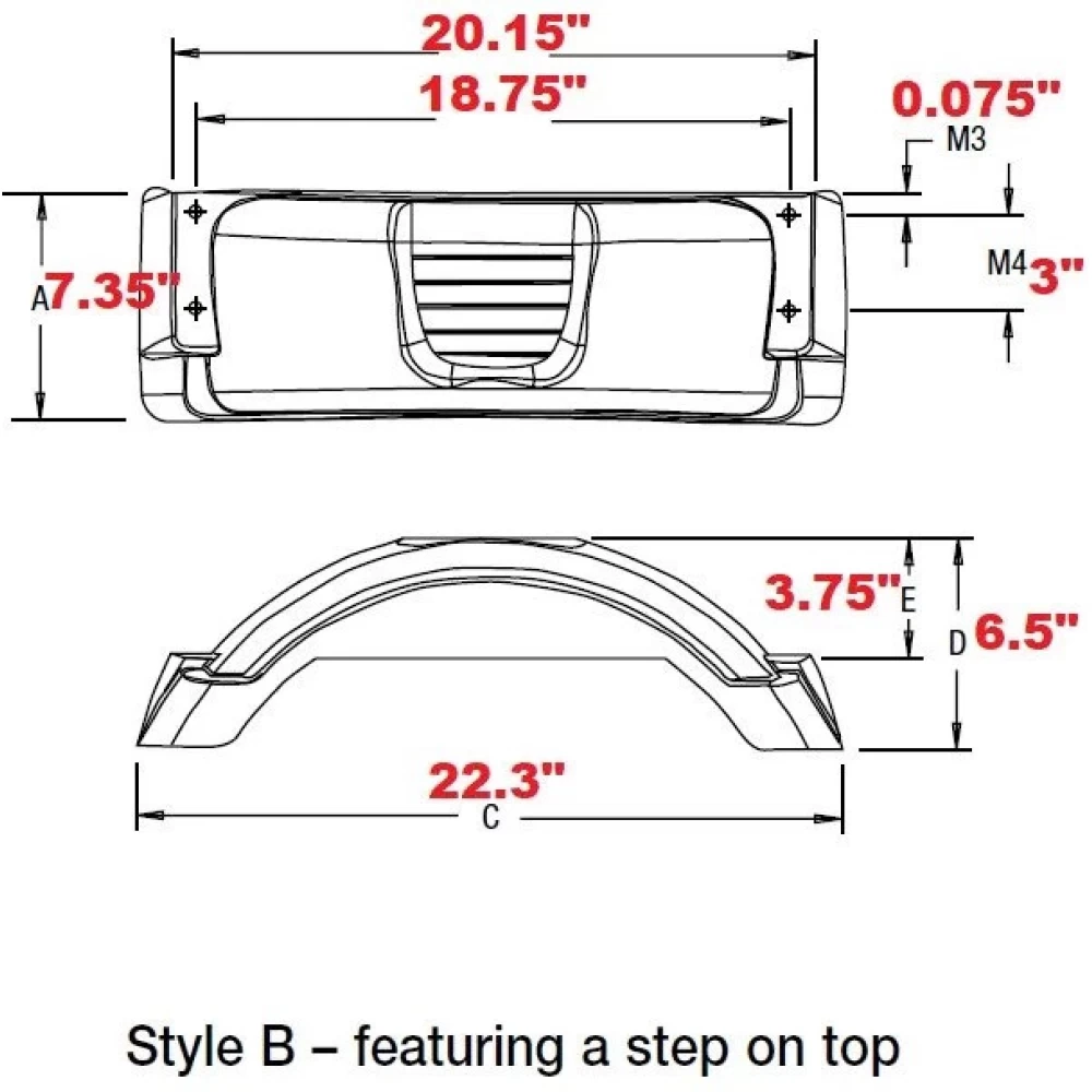 Set of 2 White Fulton Single Axle Trailer Fenders 8" to 12" Wheels Top Step 22.3" Long Boat Utility Sale Replacement