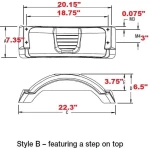 Set of 2 White Fulton Single Axle Trailer Fenders 8" to 12" Wheels Top Step 22.3" Long Boat Utility Sale Replacement
