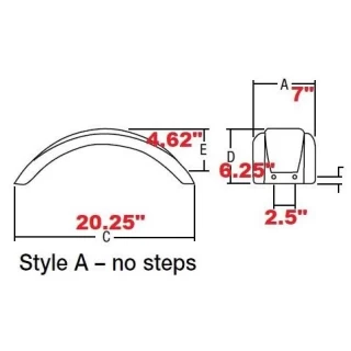 Set of 2 Black Fulton Single Axle Trailer Fenders 8" to 12" Wheels 20.25" Long Boat Utility Sale Replacement