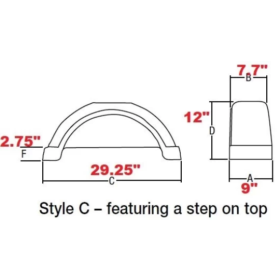 Set of 2 Black Fulton Single Axle Trailer Fenders 13" Wheels Top Step 29-1/4" Long Boat Utility Sale Replacement