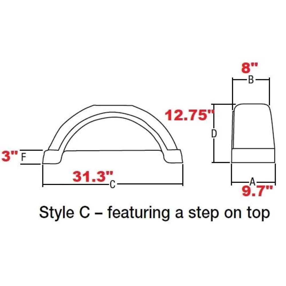 Set of 2 Black Fulton Single Axle Trailer Fenders 14" Wheels Top Step 31.3" Long Boat Utility Sale Replacement