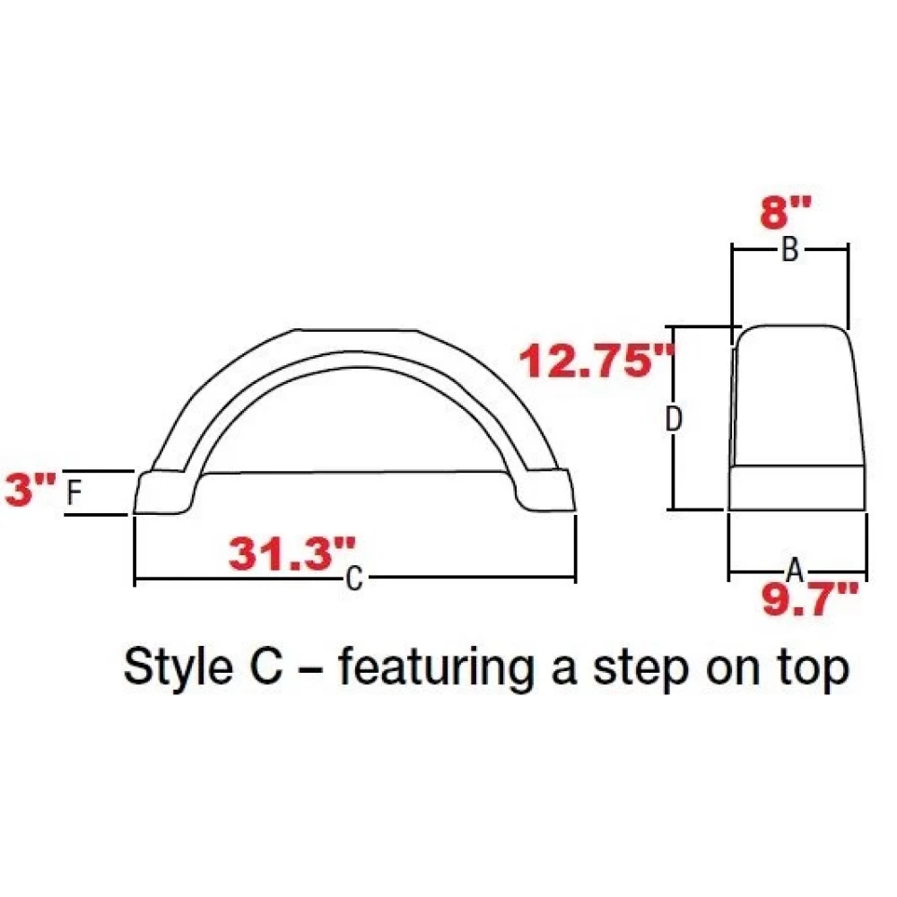 008564 008564 Fulton Set of 2 Silver Fulton Single Axle Trailer Fenders 14" Wheels Top Step 31.3" Long Boat Utility Sale Replacement Set of 2 Silver Fulton Single Axle Trailer Fenders 14" Wheels Top Step 31.3" Long Boat Utility Sale Replacement