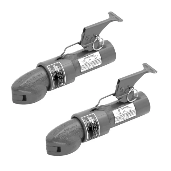 Bulldog Collar-Lok 5,000 lb straight trailer couplers pair, 2" ball, weld-on, 1-3/4" round tongue