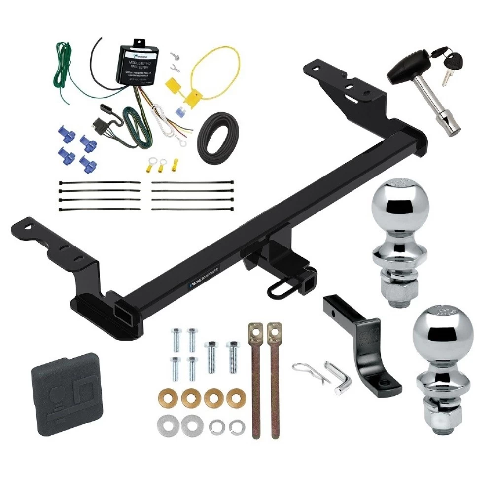 Custom Fit Trailer Hitch Draw-Bar w/ Pin/Clip Wiring Harness (Requires Splicing) 1-7/8" and 2" Chrome Ball Security Lock Pin Rubber Hitch Plug Cover Installation Hardware Installation Instructions 06190 36071 119148 63820 63810 580407 2211 Rees Reese Trailer Tow Hitch For 18-22 Ford EcoSport Deluxe Package Wiring 2" and 1-7/8" Ball and Lock
