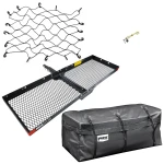 Reese 20"x60" Hitch Cargo Carrier with Rainproof Bag, Net, and J-Pin for 2" Hitch