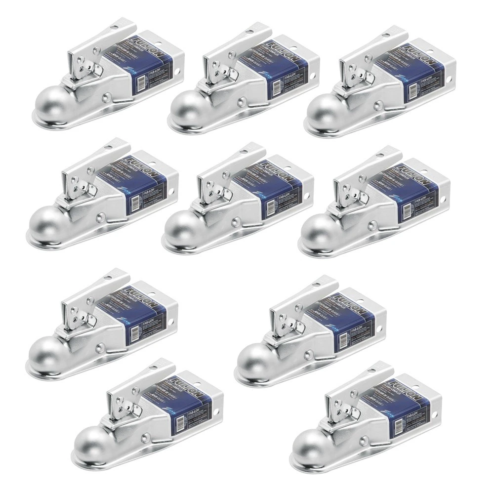 Fulton 10x 2K Fas-Lok Straight Trailer Couplers for 3" Channel with 1-7/8" Ball Zinc