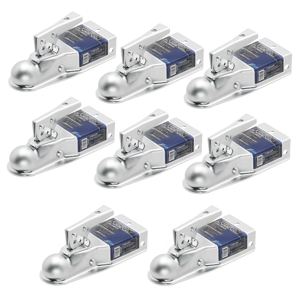Fulton 2K Fas-Lok Straight Trailer Coupler 1-7/8" Ball 3" Channel Zinc – 8 Pack