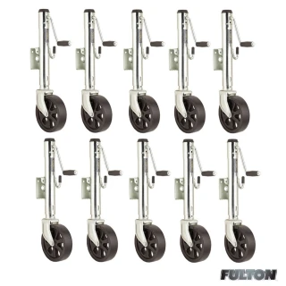 Fulton 1.5K Bolt-Thru Swivel Trailer Jack with 10 Inch Lift and 8 Inch Caster Wheel