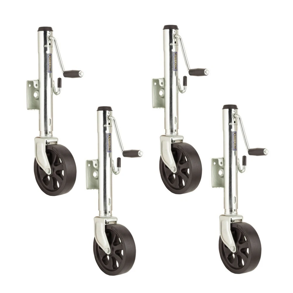 Fulton 1.5K Bolt-Thru Swivel Trailer Jack with 10" Lift and 8" Caster Wheel – 4 Pack