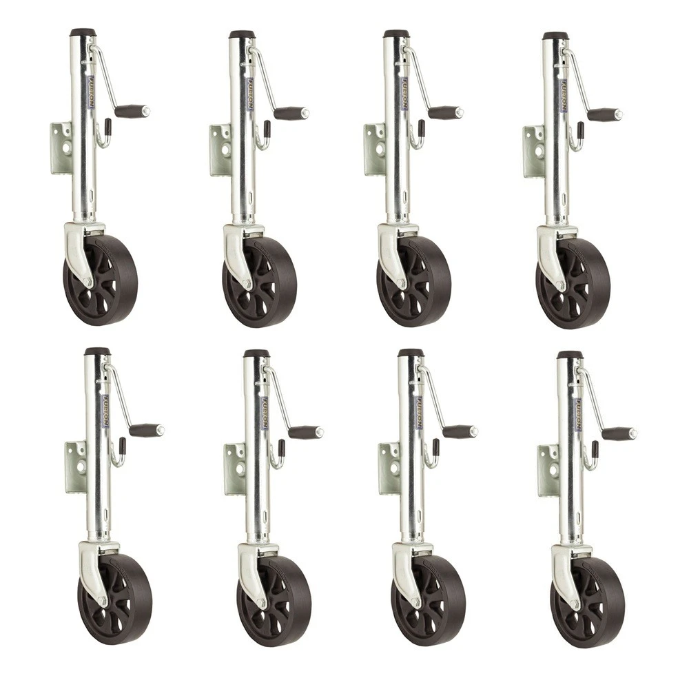 Fulton 1.5K Swivel Trailer Jacks with 10 Inch Lift and 8 Inch Wheel – 8 Pack