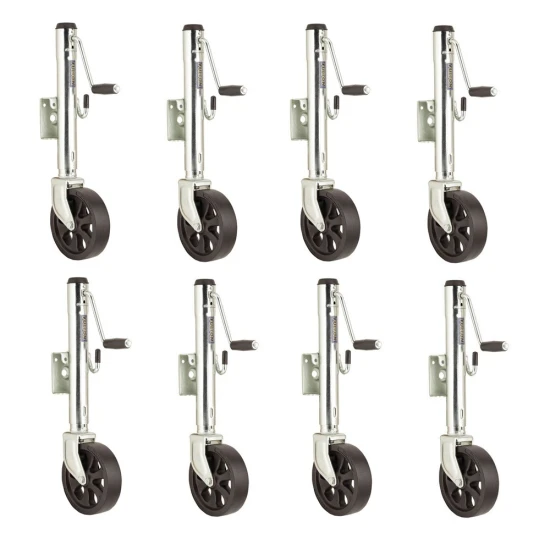 Fulton 1.5K Swivel Trailer Jacks with 10 Inch Lift and 8 Inch Wheel – 8 Pack