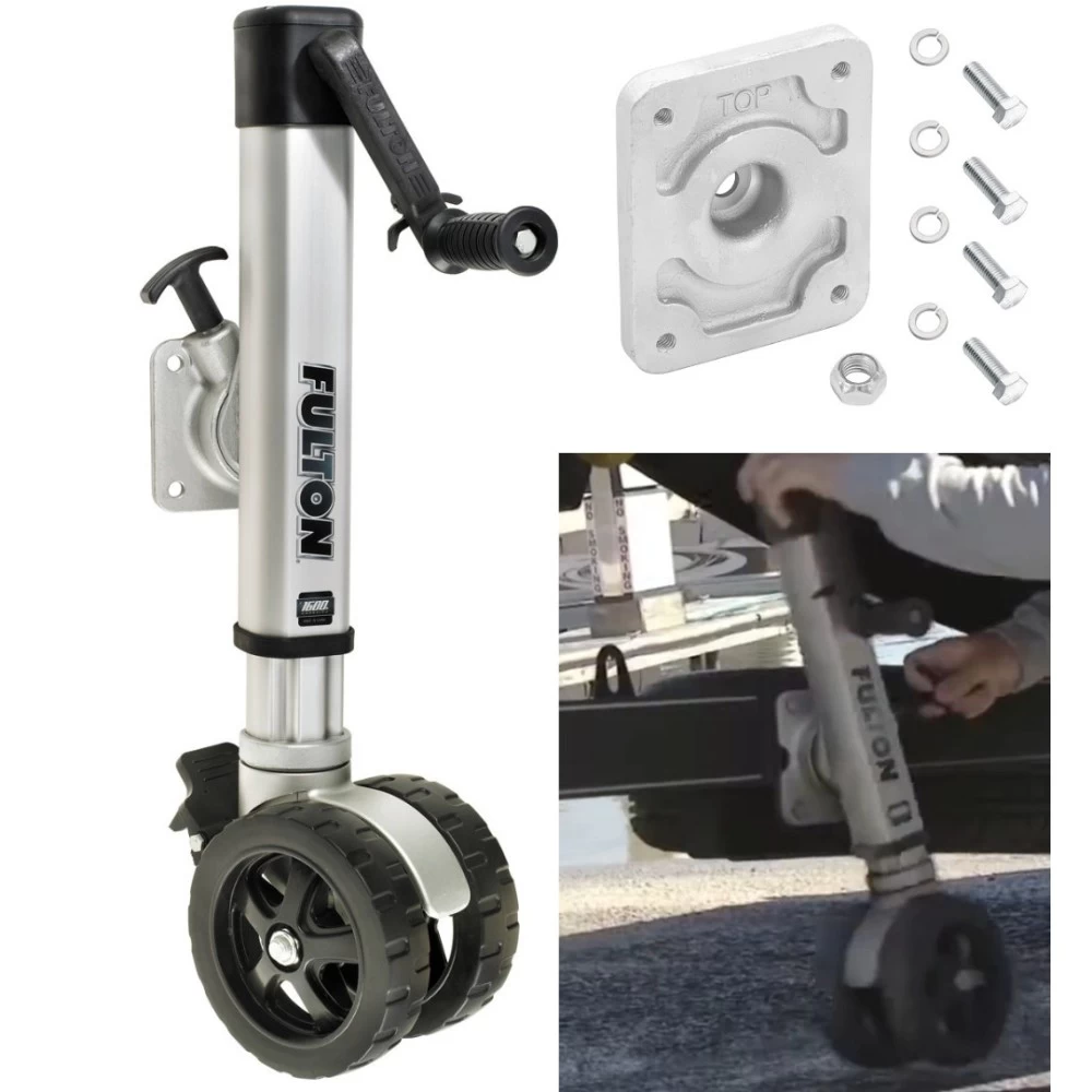 Fulton F2 Boat Trailer Jack 1600 lbs Side Wind Bolt-On Hardware Side Mount + XP-F2 Conversion Adapter Lifetime Warranty + Hardware Bolt-On Side Mount