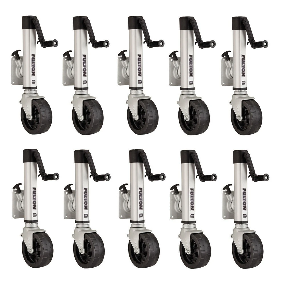 Fulton F2 1.6K Marine Trailer Jack with Single 8" Wheel, Weld-On Mount – 10-Pack