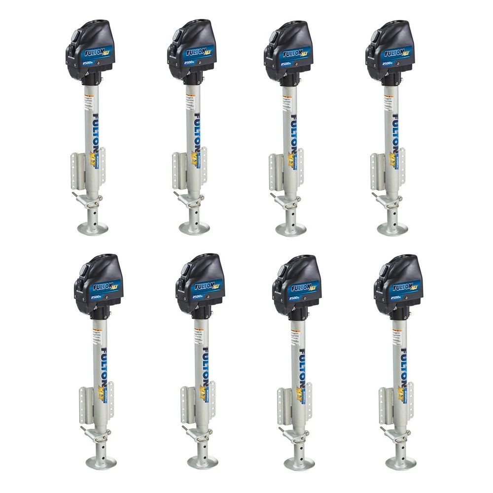 Fulton 2.5K Electric Boat Trailer Jack Bundle – 8-Pack with Drop Leg and 22" Travel