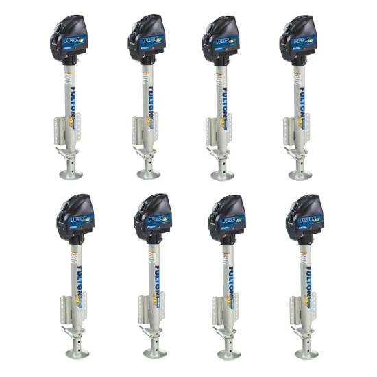 Fulton 2.5K Electric Boat Trailer Jack Bundle – 8-Pack with Drop Leg and 22" Travel