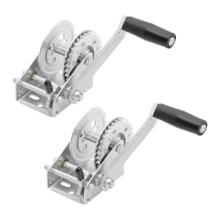 Fulton 2x 900 lb Trailer Winch w/ 7" Manual Crank Handle Compatible w/ Strap or Rope