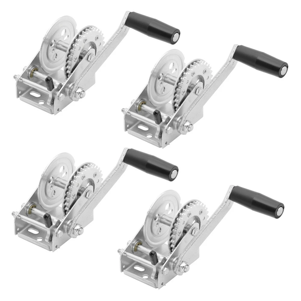Fulton 900 lb Trailer Winch 4-Pack with 7" Manual Crank – Strap or Rope Compatible