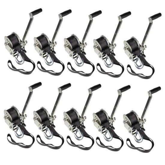 10-Pack Fulton 900 lb Single‑Speed Marine Trailer Winch with 12 ft Strap and 6 in Handle