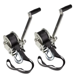 Fulton 2x 900 lbs Marine Trailer Winch w/ 12 ft Strap and 6" Manual Handle
