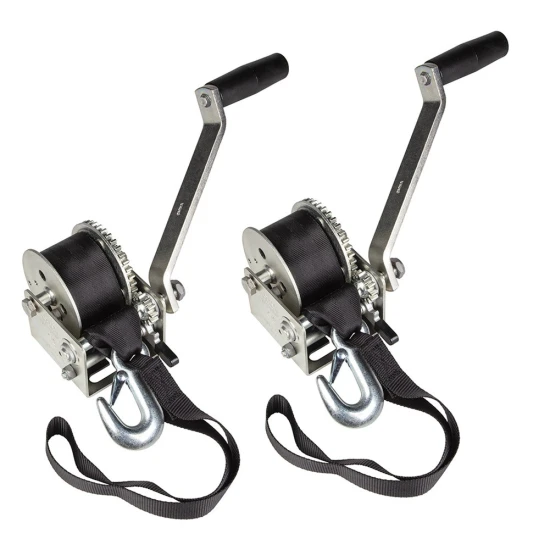 Fulton 900 lb Marine Trailer Winch with 12 ft Strap and 6″ Manual Handle – 2‑Pack