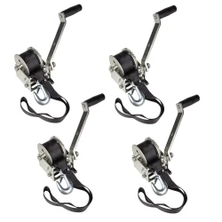 Fulton 4x 900 lb Marine Trailer Winch w/ 12 ft Strap and 6" Manual Handle