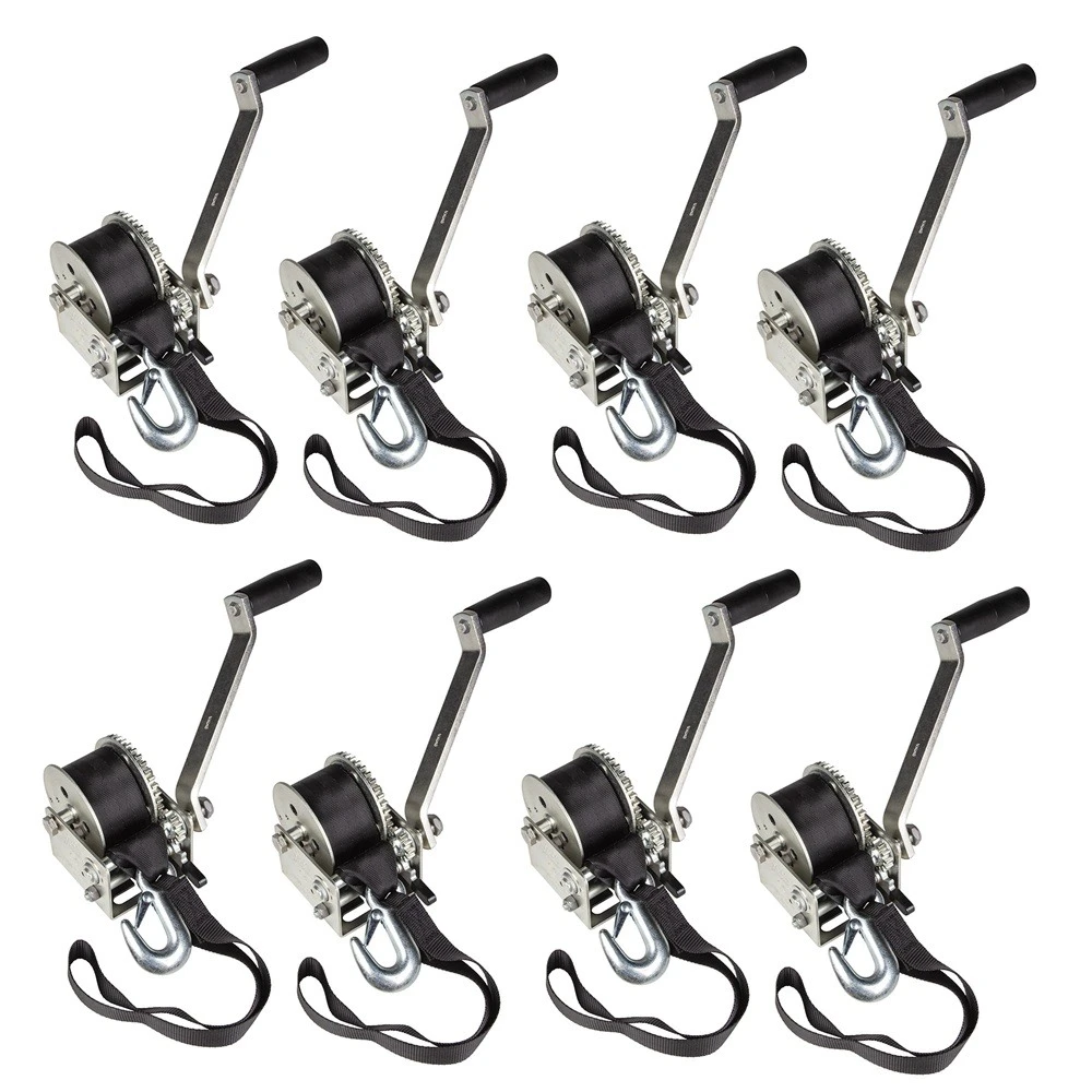 Fulton 8x 900 lb Single‑Speed Marine Trailer Winch Bundle with 12 ft Strap and 6″ Manual Handle