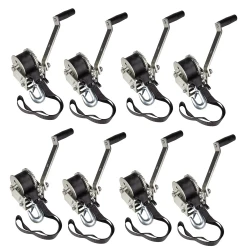 Fulton 8x 900 lb Marine Trailer Winch w/ 12 ft Strap and 6" Manual Handle