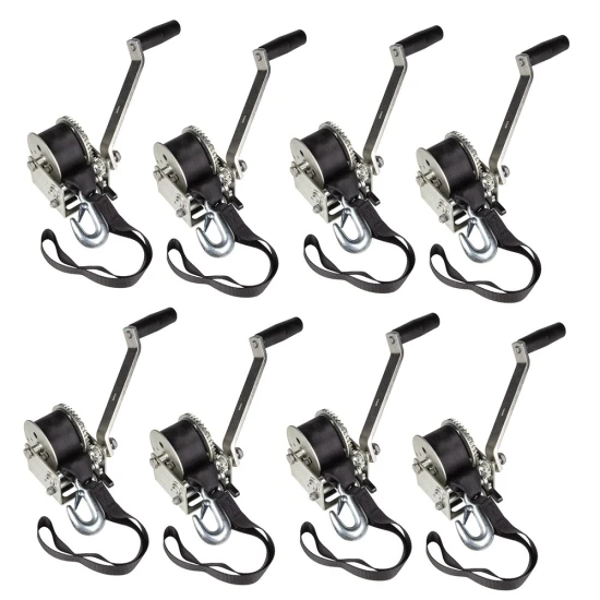 Fulton 8x 900 lb Single‑Speed Marine Trailer Winch Bundle with 12 ft Strap and 6″ Manual Handle
