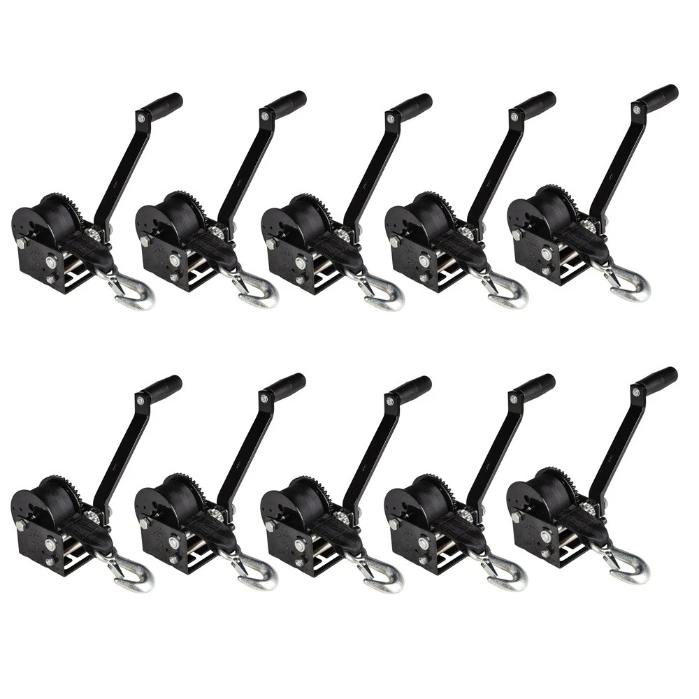Fulton 900 lbs Trailer Winch with 15 ft Strap and 7" Handle Black Finish Bundle