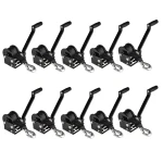 Fulton 900 lbs Trailer Winch with 15 ft Strap and 7" Handle Black Finish Bundle