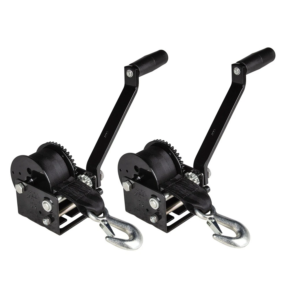 Fulton 900 lbs Single-Speed Trailer Winch Bundle with 15 ft Strap and 7" Handle Black
