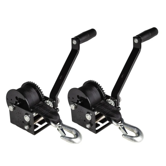 Fulton 900 lbs Single-Speed Trailer Winch Bundle with 15 ft Strap and 7" Handle Black