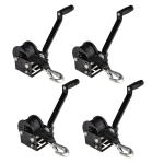Fulton 900 lbs trailer winch 4-pack with 15 ft strap and 7 inch handle black finish
