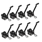 Fulton 8-pack 900 lb single-speed trailer winches, 15 ft strap, 7 in handle, black