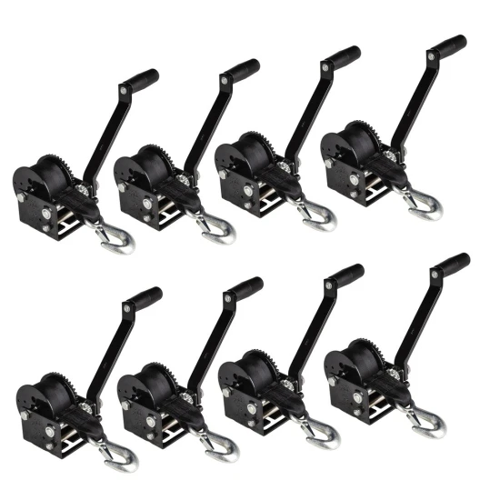 Fulton 8-pack 900 lb single-speed trailer winches, 15 ft strap, 7 in handle, black