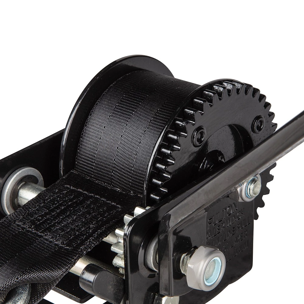Fulton 8-pack 900 lb single-speed trailer winches, 15 ft strap, 7 in handle, black