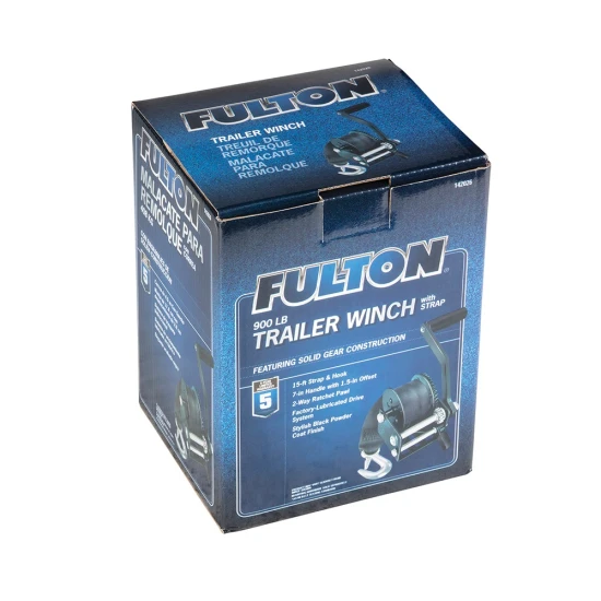 Fulton 8-pack 900 lb single-speed trailer winches, 15 ft strap, 7 in handle, black