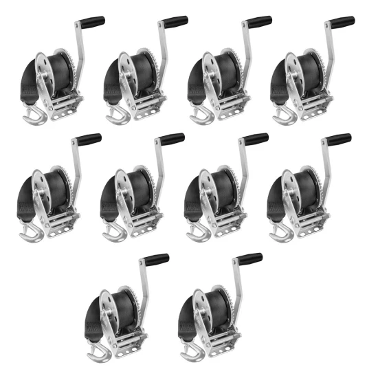 Fulton 1.1K Marine Trailer Winch with Strap and Handle – 10 Pack, Zinc Finish